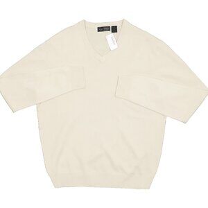 NEW $398 Neiman Marcus Cashmere Sweater!  M or XL Creme  V Neck  Soft and Plush